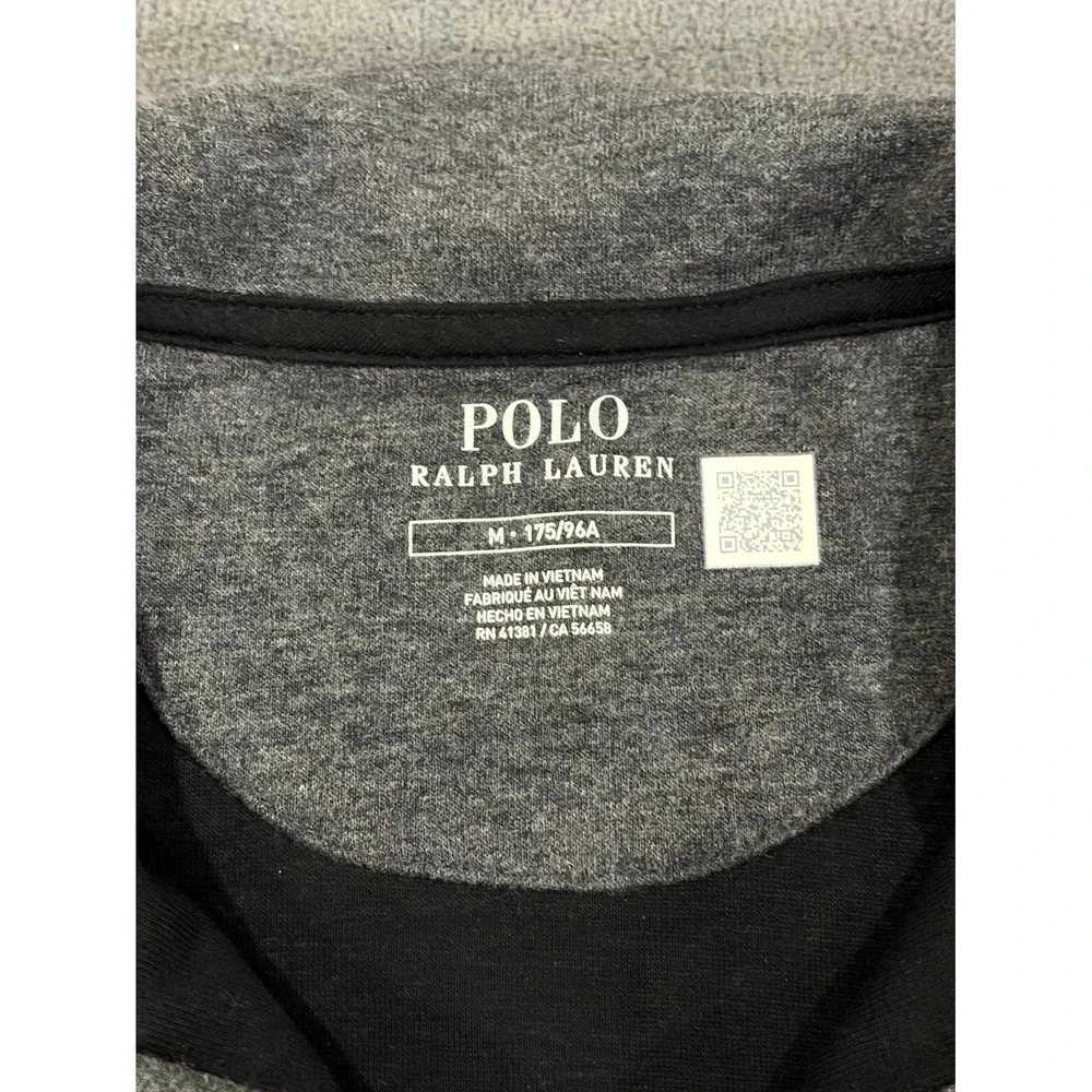 Polo Ralph Lauren Pullover Sweater Mens Medium Black Cotton Long Sleeve 1/4 Zip